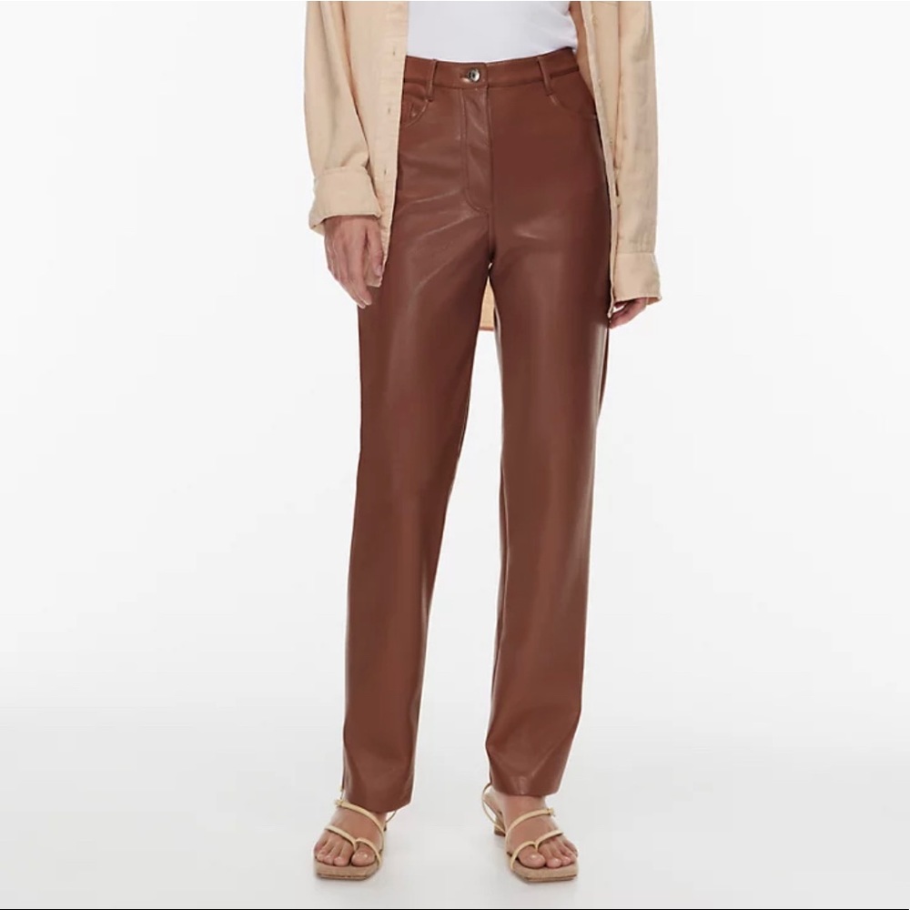 Aritzia Mocha Sorbet Leather Pants